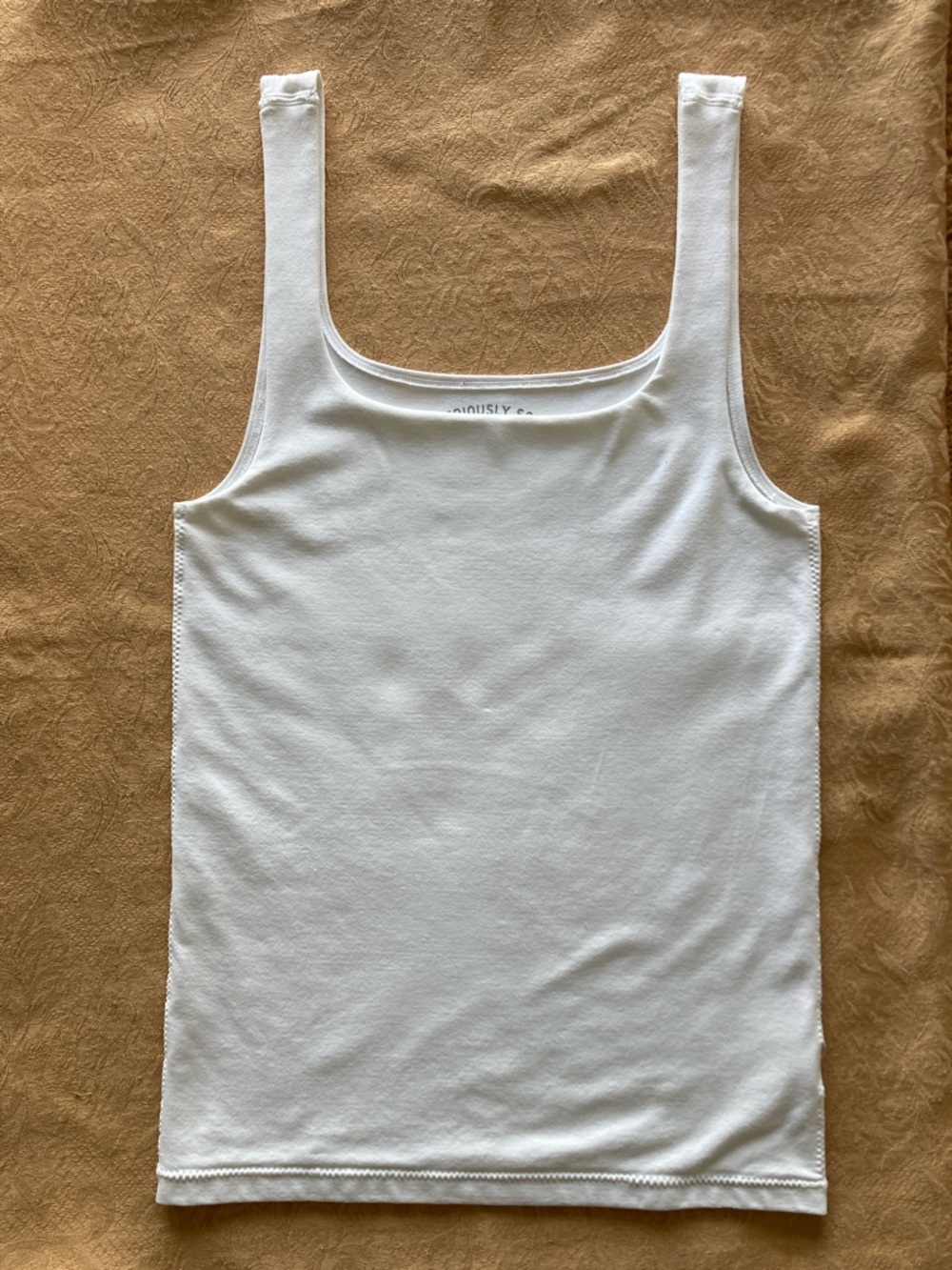 Aeropostale Women’s Seriously Soft Sculpt White Square-Neck Tank Top, Sz-Med